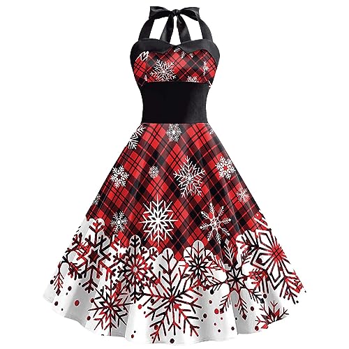 Schwangerschaftskleid für Weihnachten – Weihnachtskleid für Damen, Schneeflocken-Druck, Anzuggurt, Rock mit hoher Taille, Sommerkleider, lässig,...
