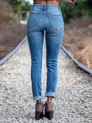 Image of KUNMI Women's Ripped Skinny Jeans Distressed Stretchy Denim Pants