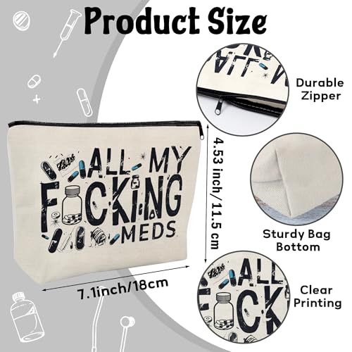 Funny Medicine Makeup Bag - Medicine Gifts Nurse Practitioner Funny Organizer Travel Cosmetic Bag, Pill Storage Bag Full Of Drugs Toiletry Pouch with Zipper for Patient Women (MEDS-A)2