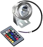 LemonBest Remote Control 10w 12v Waterproof RGB LED Underwater Light for Landscape Fountain Pond Lighting