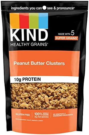 KIND Healthy Grains Granola, Peanut Butter Clusters, 11 Ounce, 10g Protein, Whole Grain, Snack Mix