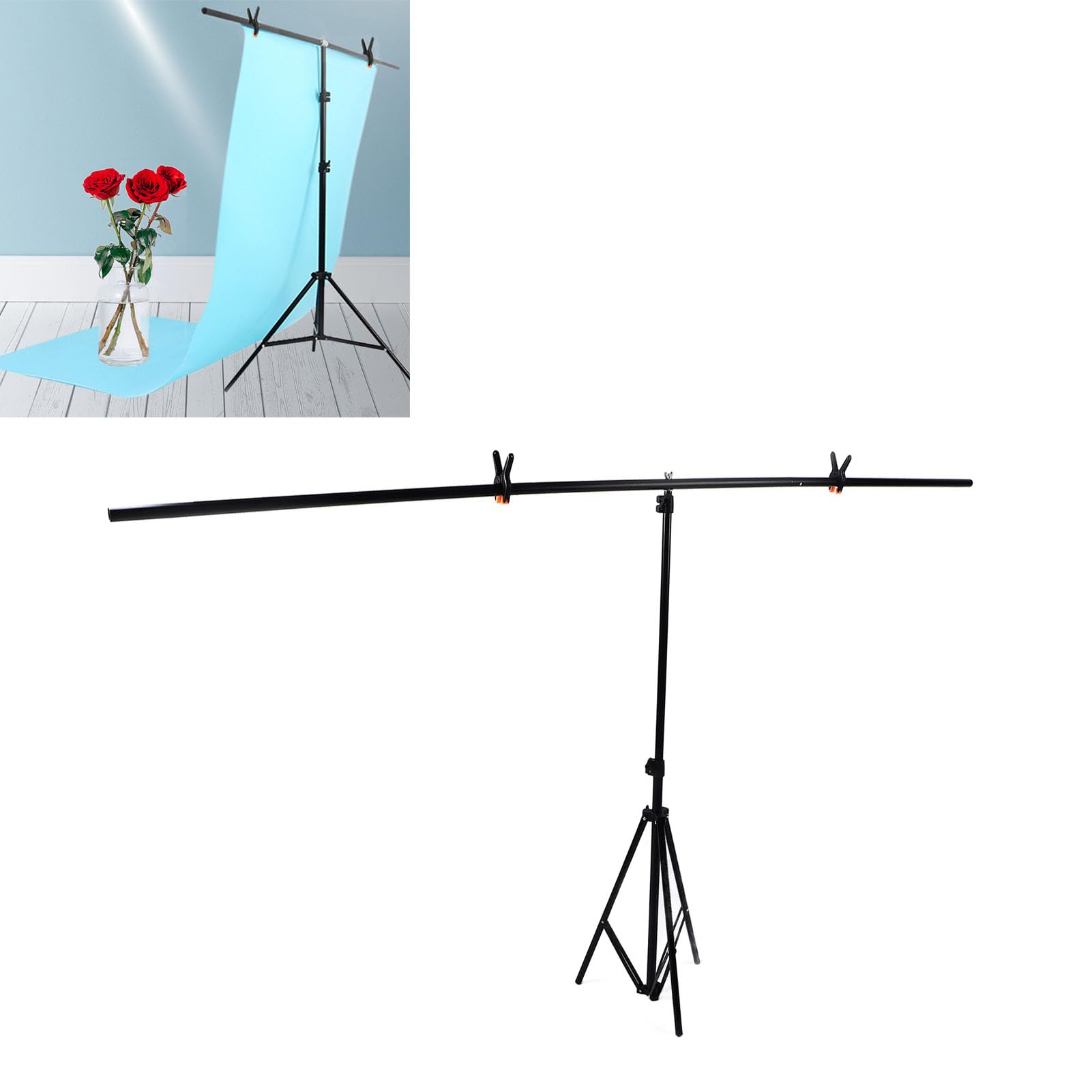 Kit Supporto per Fondale Retrattile a Forma di T da 6,6x6,6 Piedi - Robusto di Supporto per Fondale in Lega per Fotografia in Studio con Custodia