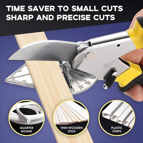 Image of RAINHOL Miter Shears 45-135 Adjustable Cutter 2 Replacement Blades | For Shoe Molding, Quarter Round, PVC, Softwood Moulding, Crafting and DIY Projects
