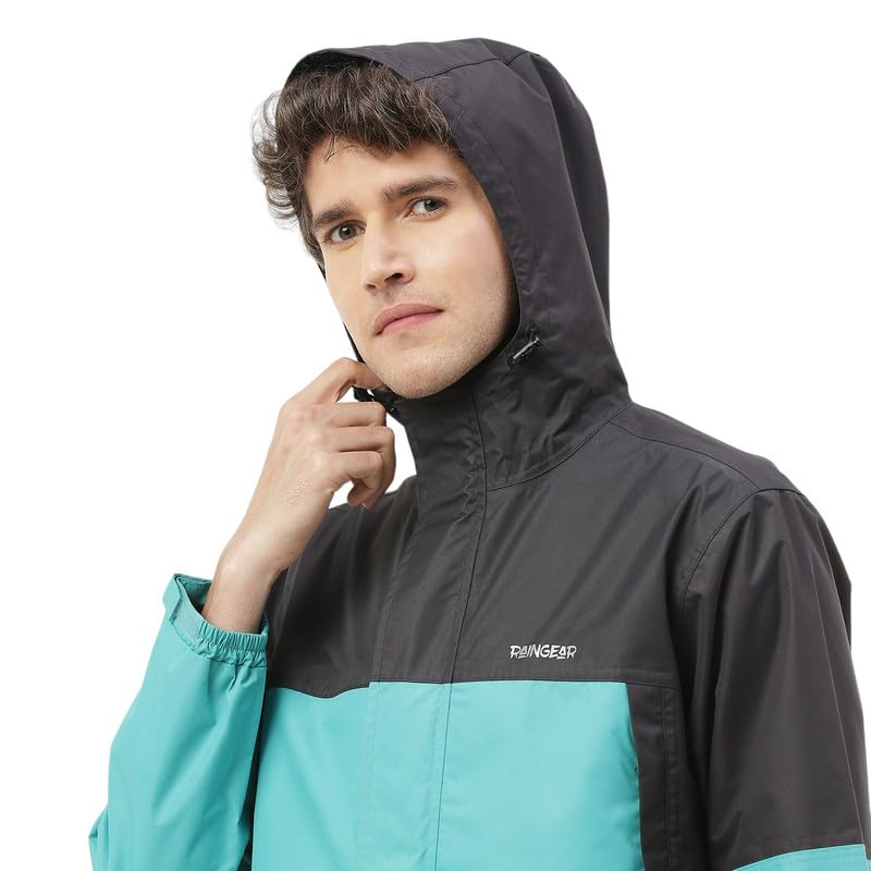 Image of Zeel Raingear Stylish Rain Jacket for Men Waterproof for Bike Riders with Adjustable Hood along with inner pockets,Waterproof Rainwear with Lightweight Polyester Jacket, ZRR011