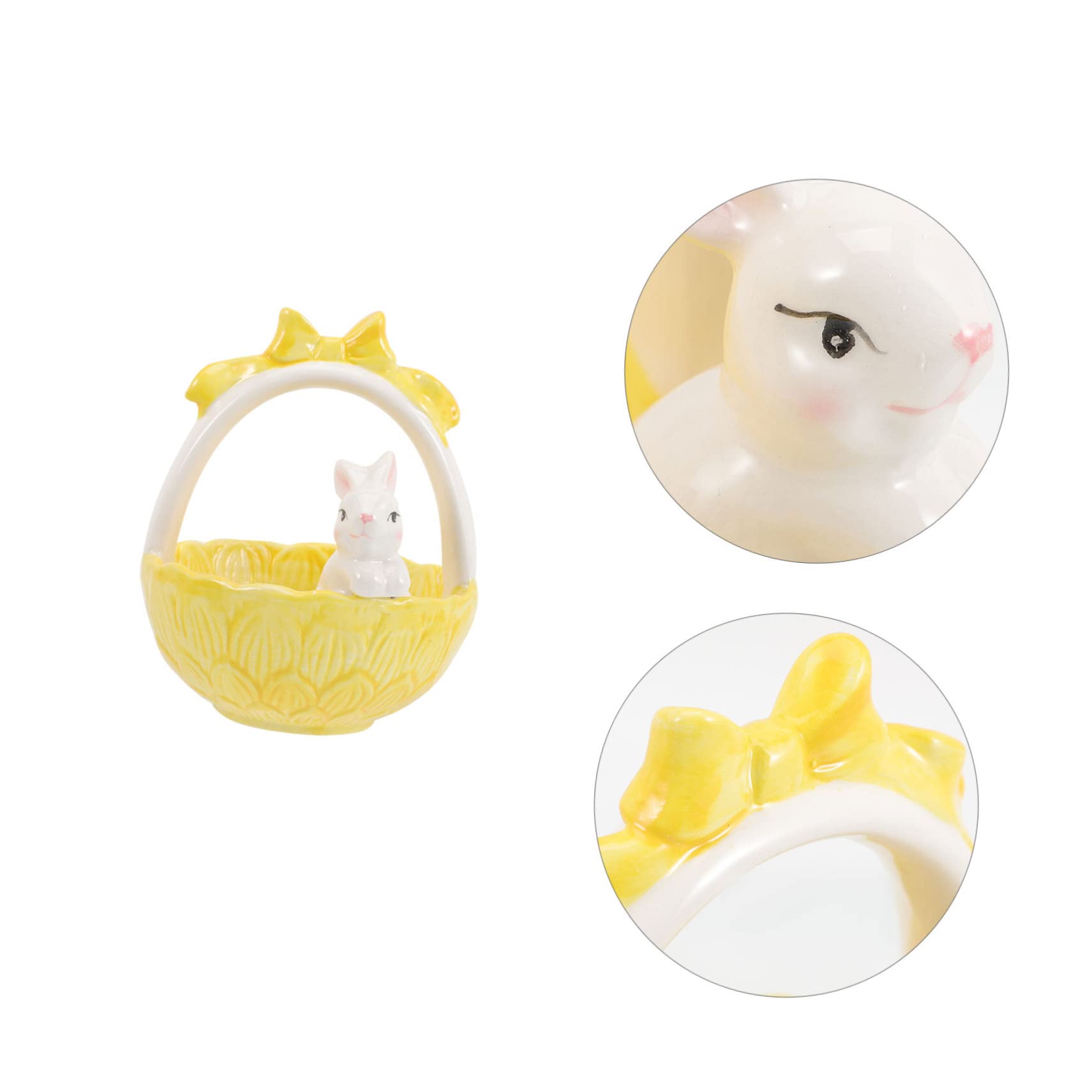 ULTECHNOVO Coniglietto in Ceramica Bomboniera Piccolo Decorazione Pasquale Ornamento da Tavolo 12,5x12,5x15 Cm per Feste di Pasqua e Ragazzo Ragazza e Decorazione per Casa