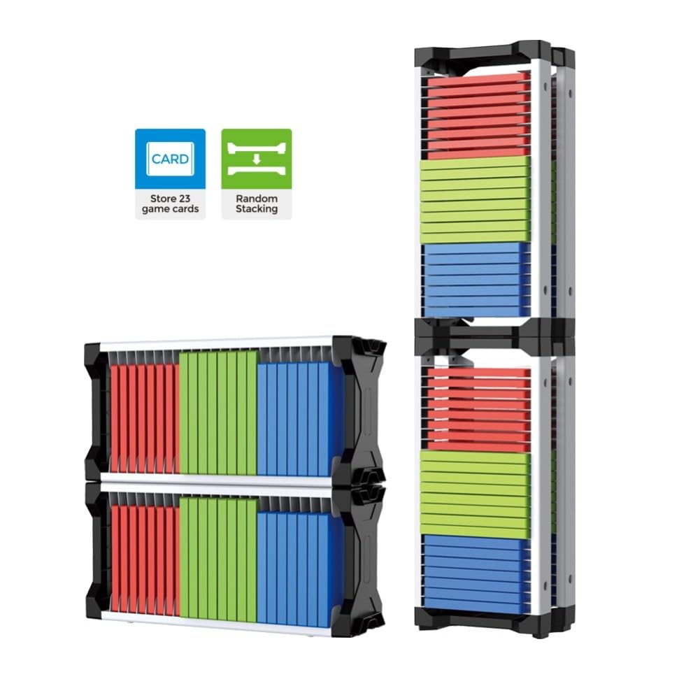 Torre di archiviazione per dischi per videogiochi, rack con capacità di 46 dischi con supporto per controller, supporto organizer per console in ABS, per soggiorno e camera da letto, bianco