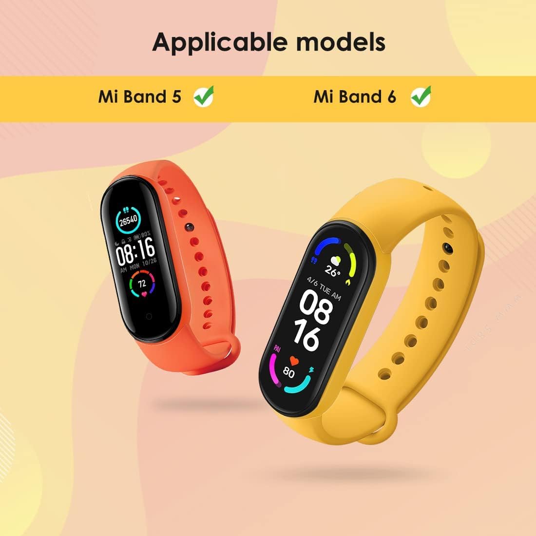 TopTen Armband Für Xiaomi Mi Band 5/6 – Transparentes Silikon, Verstellbar, Hot Pink