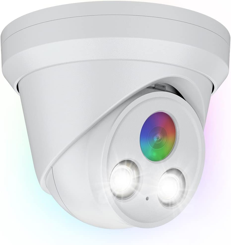 5MP Full Color PoE IP Camera, 2.8mm Lens 118ยฐ Wide Angle, F1.0 Aperture, 98.4ft Full Color Night Vision, Human/Vehicle Detection, Built-in Mic, Metal Housing, IP67 Weatherproof, Works with HKV