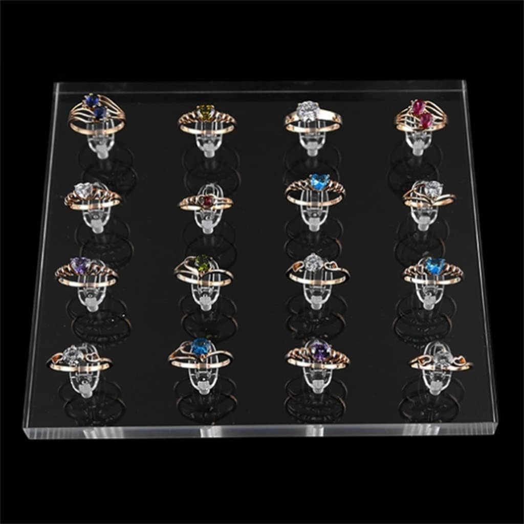 Square Acrylic Ring Holder Display Tray Ring Clips Stand Ring Organiser Jewellery Display Holders Jewellery Case (Colour: A Size: 12 cm x 12 cm x 2 cm)