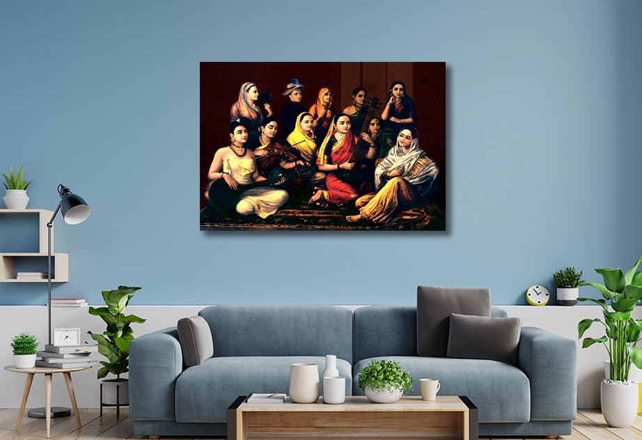 Image of Sikhash Raja Ravi Varma Canvas Art /Classic Printing Art /Unframed The Galaxy of Musician Art for Bedroom, Living Room, Home, Office, Multicolor Fabric Wall Decor, (23x15 inches)