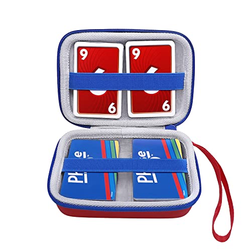 XANAD Card Games Case for UNO FLIP Minecraft Super Mario Junior/Exploding Kittens/Skillmatics/SKYJO Playing Cards Carrying Bag (Red)