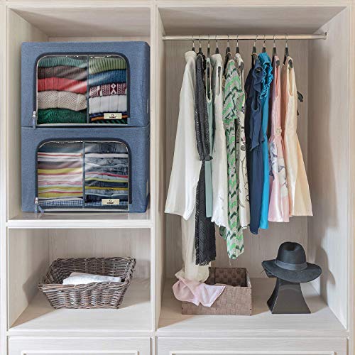 Sorbus Storage Bins With Divided Interior - Stackable & Foldable Clothes Organizer Bags, Fabric Storage Container Organizers With Metal Oxford Frame Large Window & Carry Handles, Organization For Bedroom, Closet, Bedding, Linens, Clothes, Books & Toys #TOP2