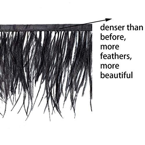 Happy Feather 2 Yards 5-6Inch Black Ostrich Feathers Trim Fringe For Diy Dress Sewing Crafts Costumes Decoration #TOP1
