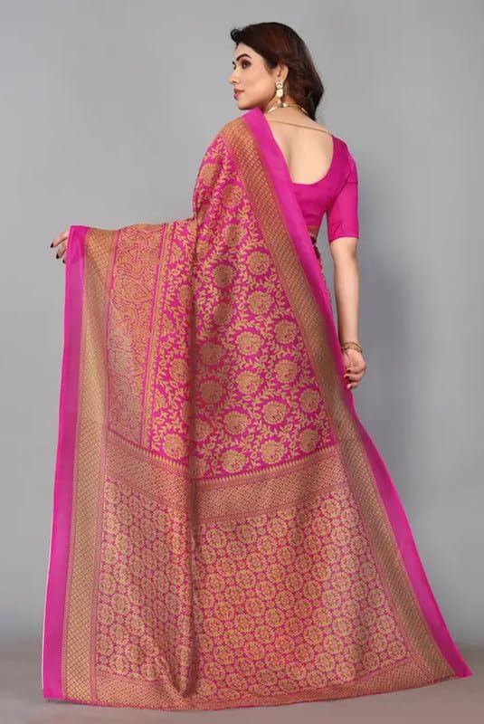 Sari Indien en Soie Artistique Ajustable avec Blouse à Coudre - 4