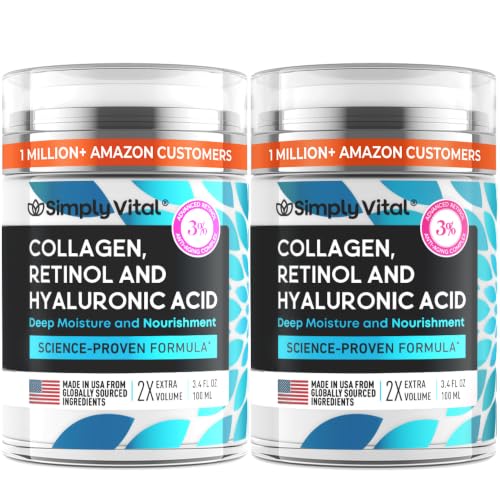 Image of SimplyVital Face Moisturizer Retinol Collagen Hyaluronic 3.4 oz (Pack of 2)