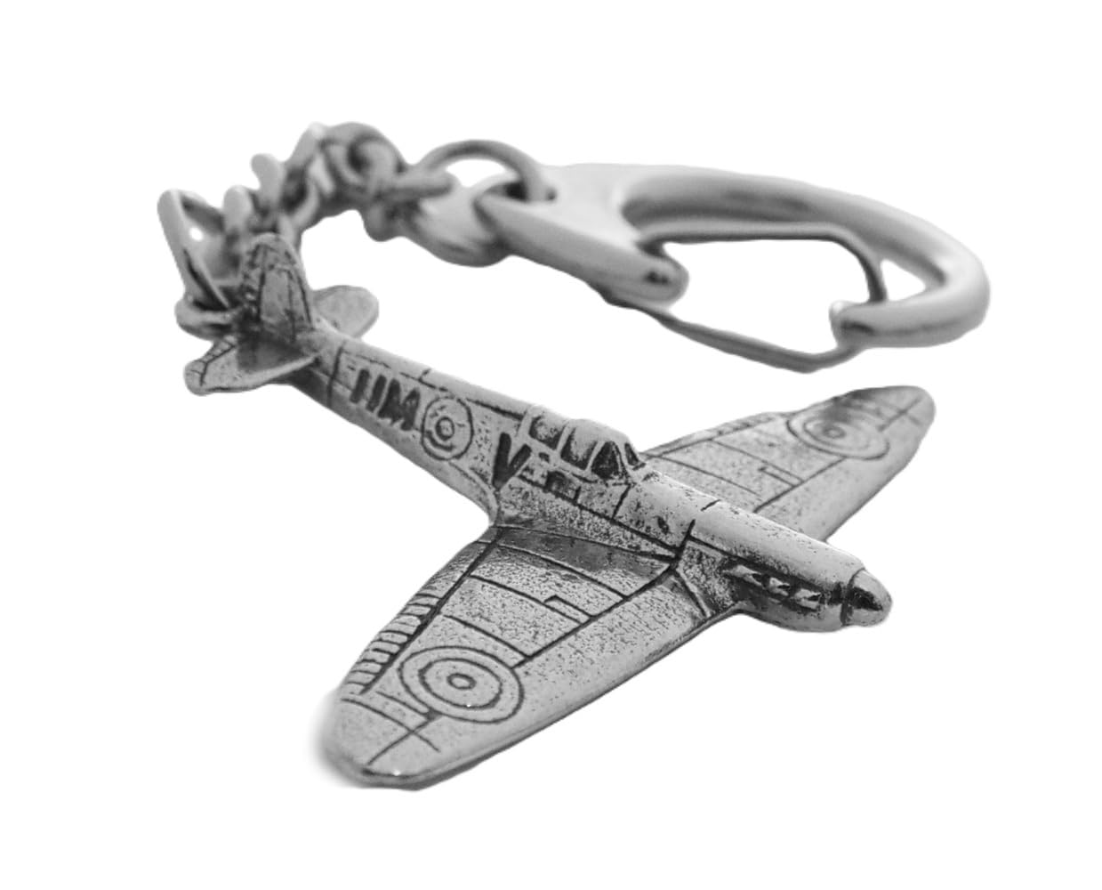 Westair Silver Spitfire Keyring (World War 2, Raf Plane Pilot, Royal Air Force) Gift Pouch