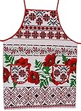 N_FROMM Küche Haushalt Schürze Küchenschürze mit 2 Taschen für Frauen/Männer 100% Baumwolle | Kochen im ukrainischen Stil