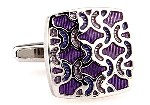 Mancuernillas Daesar para camisa con diseño floral cuadrado morado miniatura 4