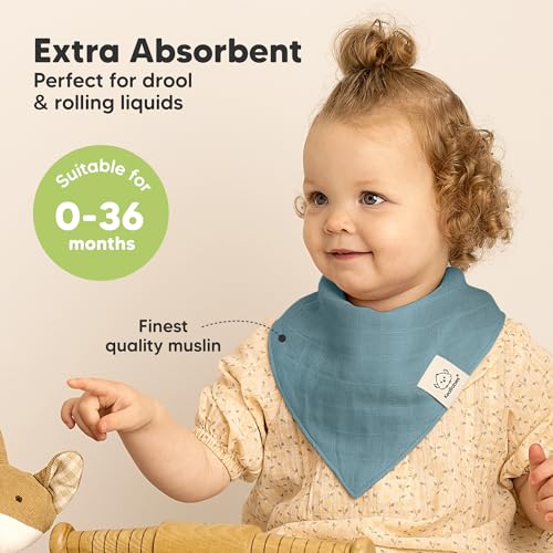 KeaBabies 8-Pack Muslin Baby Bibs for Boys, Girls and 8-Pack Baby Bandana Bibs - Muslin Bandana Scarf for Kids, Infant, Boys & Girls - Stylish Unisex Kids Scarf for Drooling & Teething2