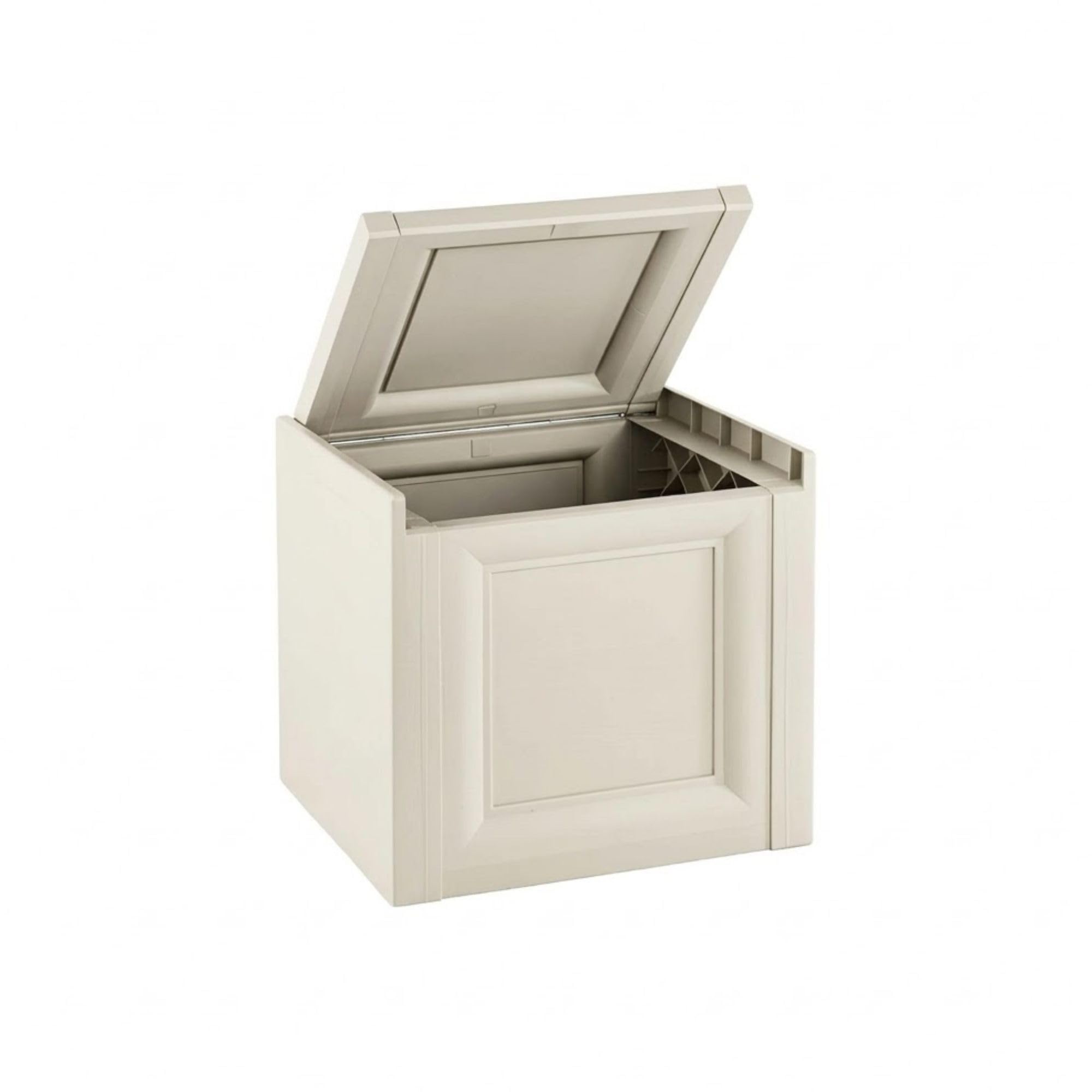 Baule Contenitore in Plastica 47 x 40 x 42 cm – Cassapanca Compatta Salvaspazio per Balcone, Terrazzo e Ambienti Esterni Coperti (Angora)