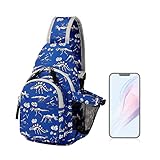 Choco Mocha Sling Crossbody Bags for Boys, Shark Boys Chest Shoulder Bag for Outdoor Hiking Travel Cycling Daypack, Navy Blue