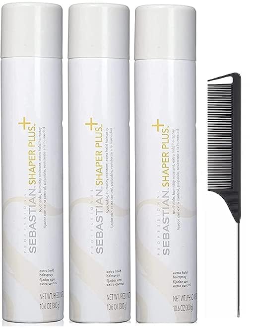 Shaper Plus - Extra Hold Hairspray - 10.6 Ounce with Black Steel Comb (Pack of 3)