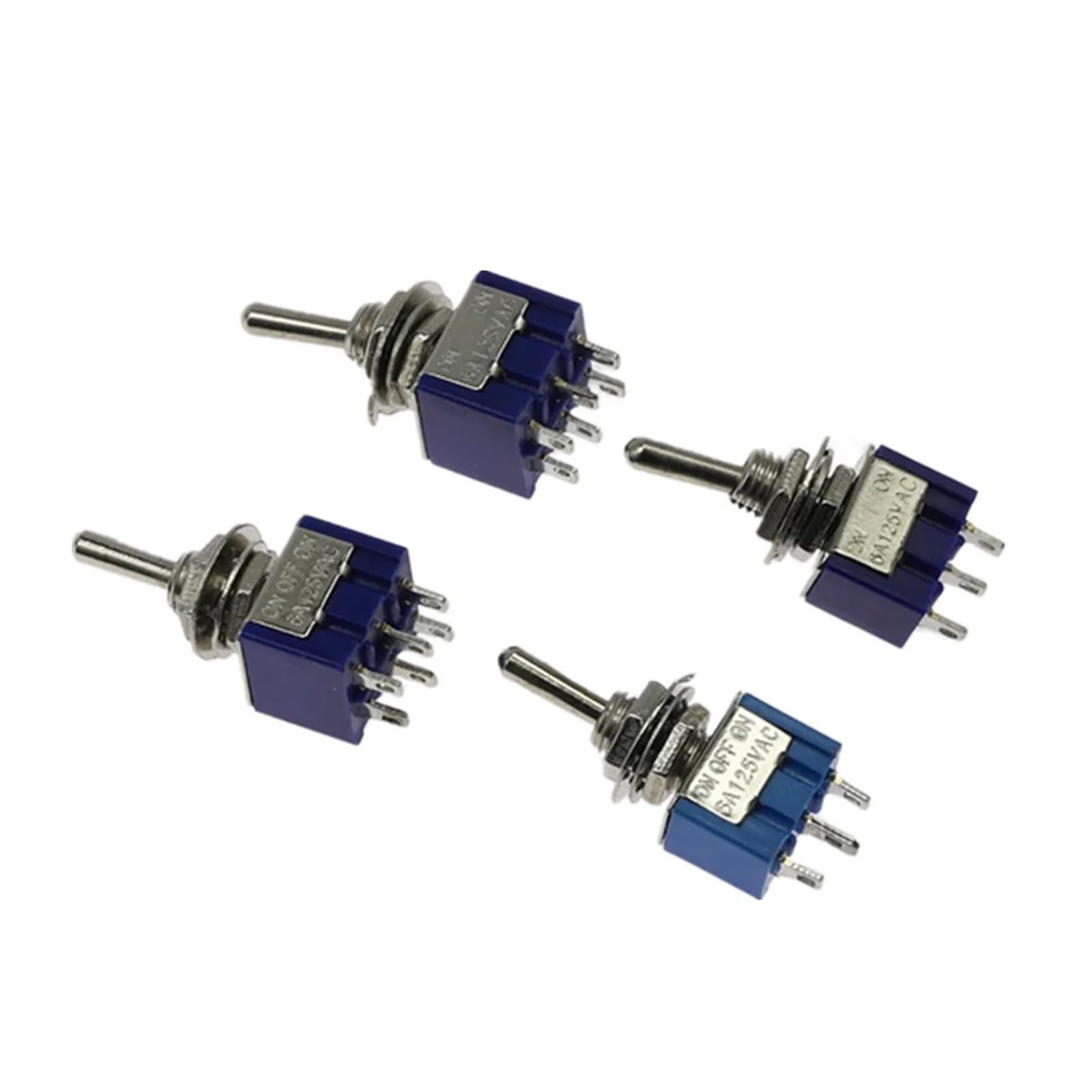 5Pcs Toggle Switch ON-Off/ON-Off-ON 3/6 Pin 2/3 Position Latching MTS-102 103 202 AC 125V/6A 250V/3A Power Button Switch Car(On-Off 3pin)
