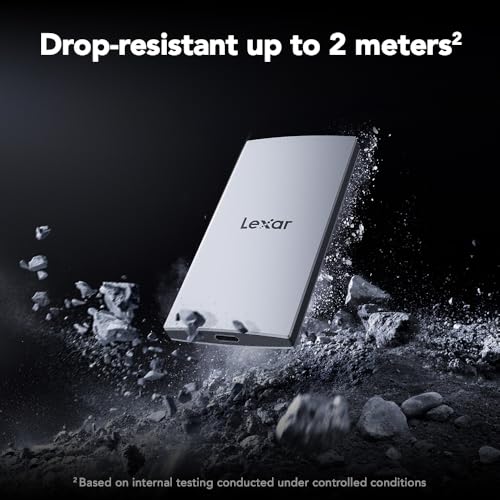 Lexar 2TB ES3 External SSD, Up to 1050MB/s Read, Storage Expansion, Compatible w/USB-C Smartphones, iPhone 15/16, PC, Mac, Tablets, Sleek & Sturdy Design, Silver (LES3XXX002T-RNSAU)