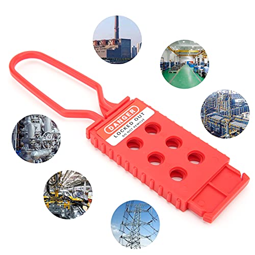 Image of Lockout Tagout Hasp, 10PCS Safety Lock Out Tag Out Padlock Hasp with 6 Holes Interlock for Multiple Management Industrial Equipment Maintenance