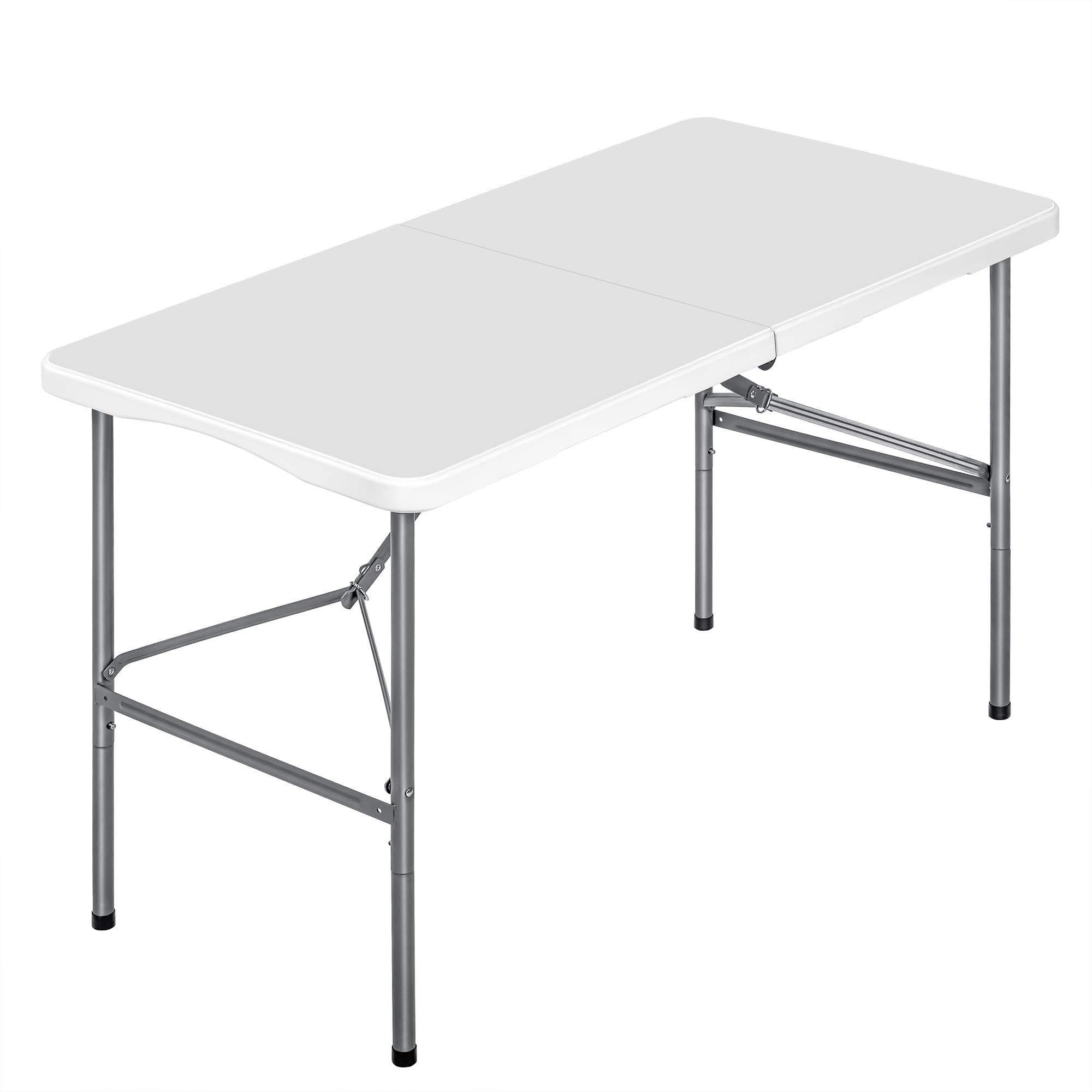 Mesa plegable camping portátil, jardín, catering. Auxiliar y Rectangular 122x61cm. Hasta 120kg de carga. Para exterior e interior. Ideal para 4 personas. Eventos, oficina, estudio, reuniones. Blanca