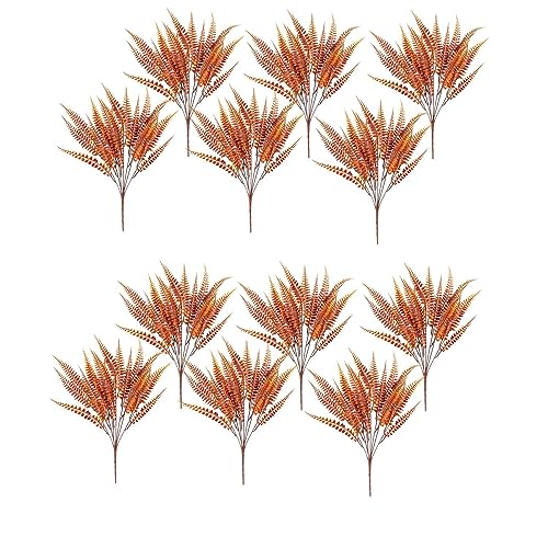 Bakkeny 12 paquetes de helecho artificial Boston plantas de otoño arbustos artificiales arbustos al aire libre verde plantas resistentes a los rayos UV duradero