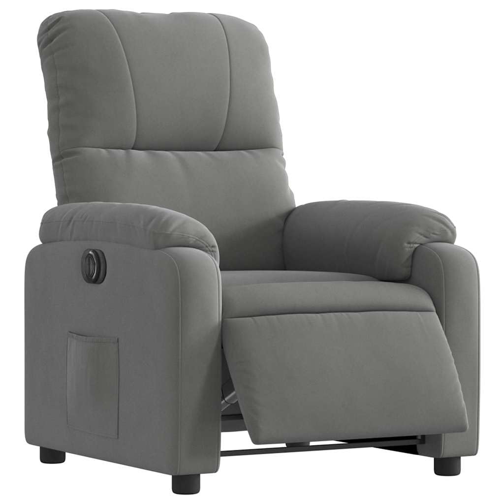 Fauteuil relax électrique en tissu microfibre gris foncé inclinaison 135°