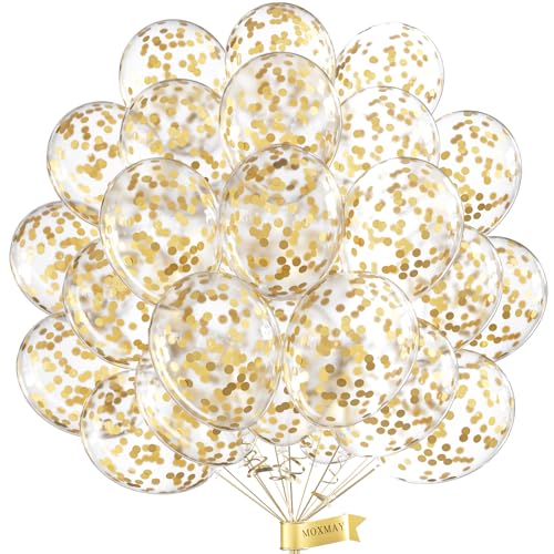 Image of Gold Confetti Balloons - 12inch, 50 Pcs Latex Balloons for Birthday, Wedding, Baby Shower & Christmas Parties