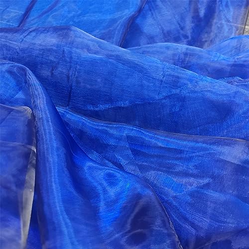 Two Tone Lightweight Sheer Organza Fabric Iridescen Holographic Gauze Fabrict,Lace Oganza Tulle Fabric for Dress,Party,Background,DIY Supplies,Home Decor (Navy Blue with Black, 3 Yard)