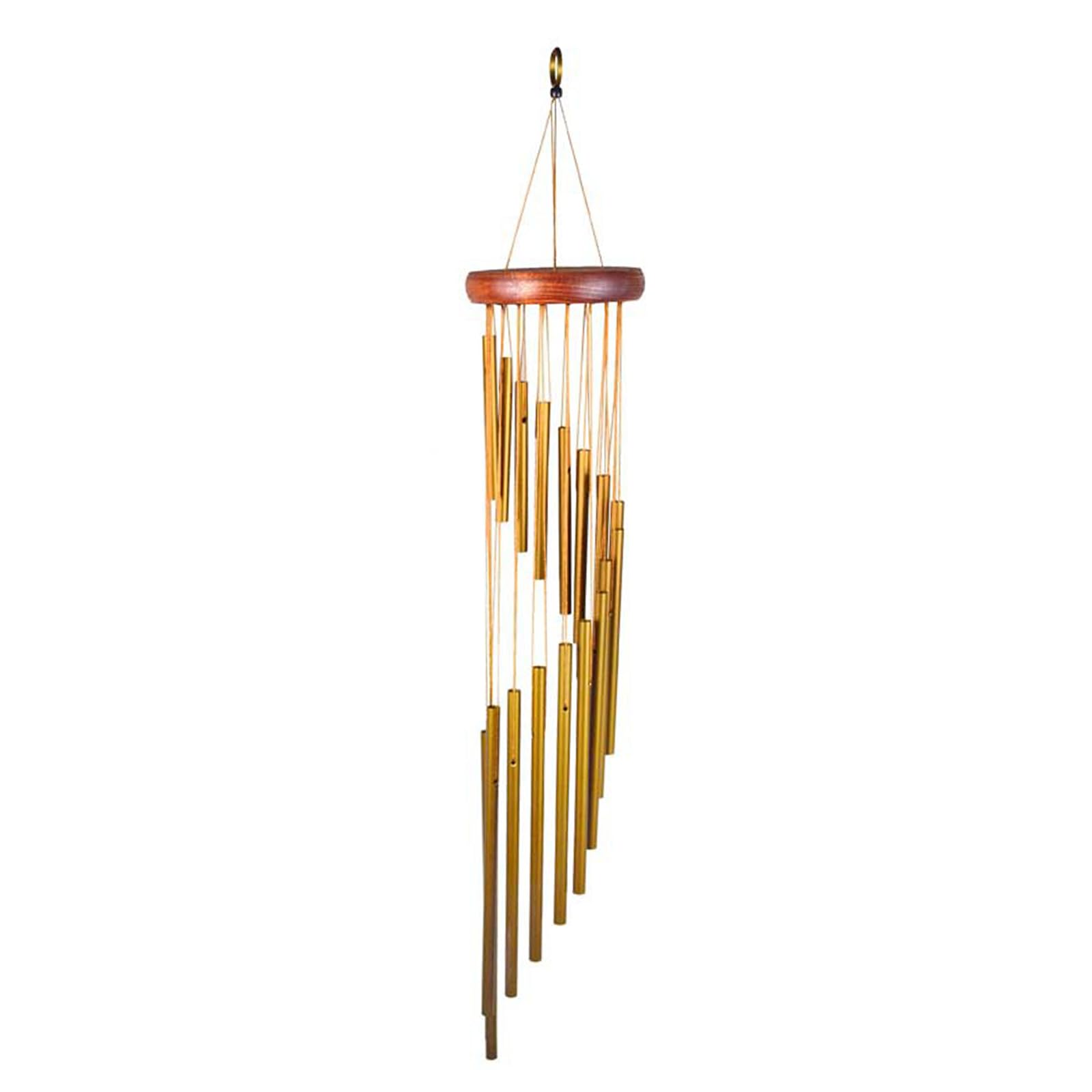 18 Campanelli Eolici in Tubi di Metallo, Decorazione da Esterno, 35" di Lunghezza, Decorazione da Appendere per Giardino, Patio, Casa,d'oro