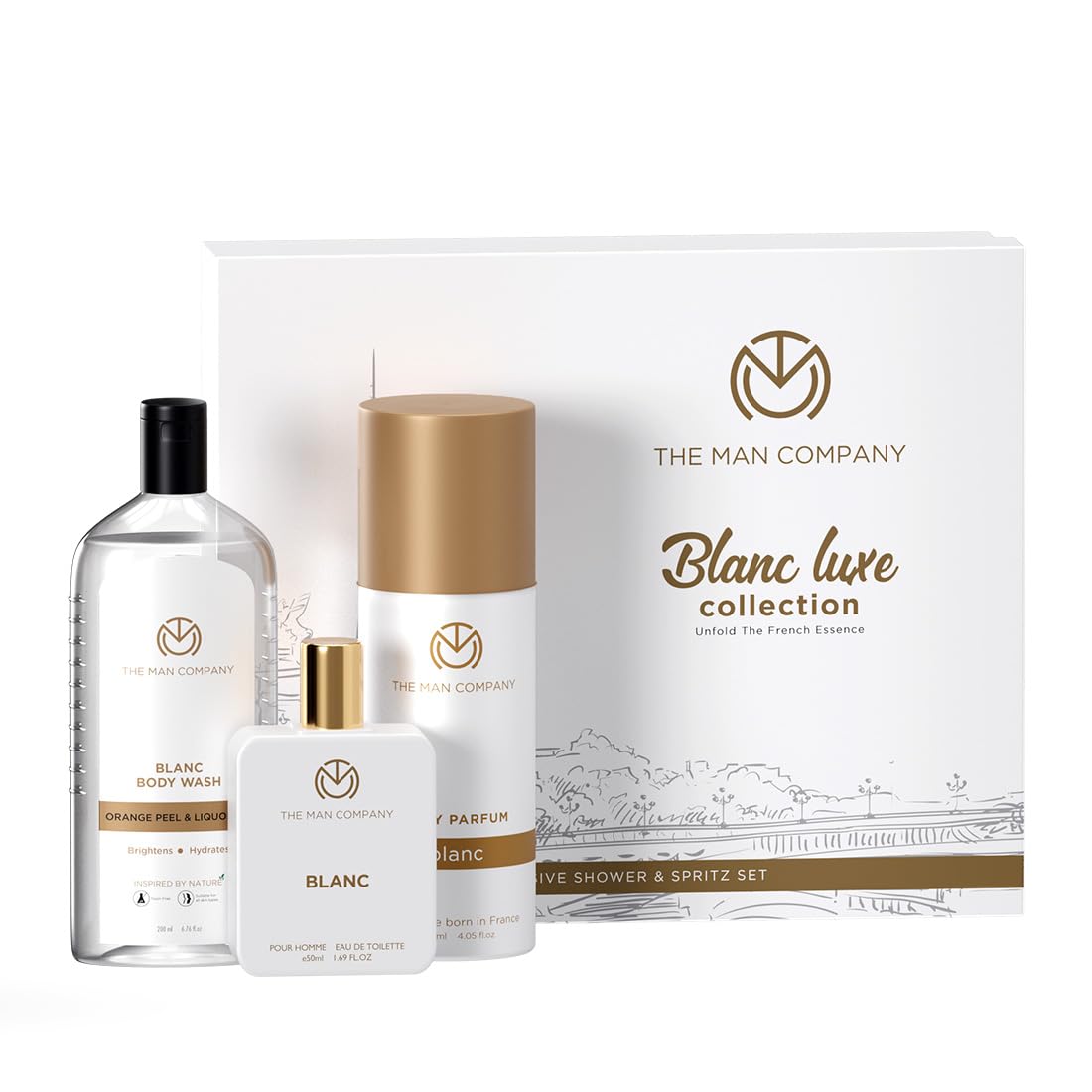 The Man Company Blanc Luxe Collection with Blanc Perfume, Body Wash and Body Spray | Long-Lasting Fragrance For Men | Luxury Gift Set for Him - Set of 3-image-33
