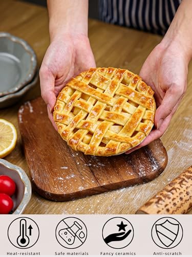 QUXIJA Ceramic Mini Pie Pans Set of 4, 5.8 Inch Pie Plates (Vintage Grey)