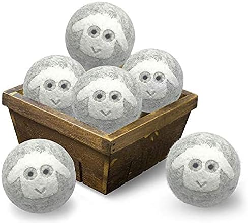 Wool Dryer Balls 3" XL 100% New Zealand Wool Organic Reusable Natural Fabric Softener Hypoallergenic Baby Safe and Unscented Chemical Free to Reduce Wrinkles & Static Cling, Shorten Drying Time -6Pack