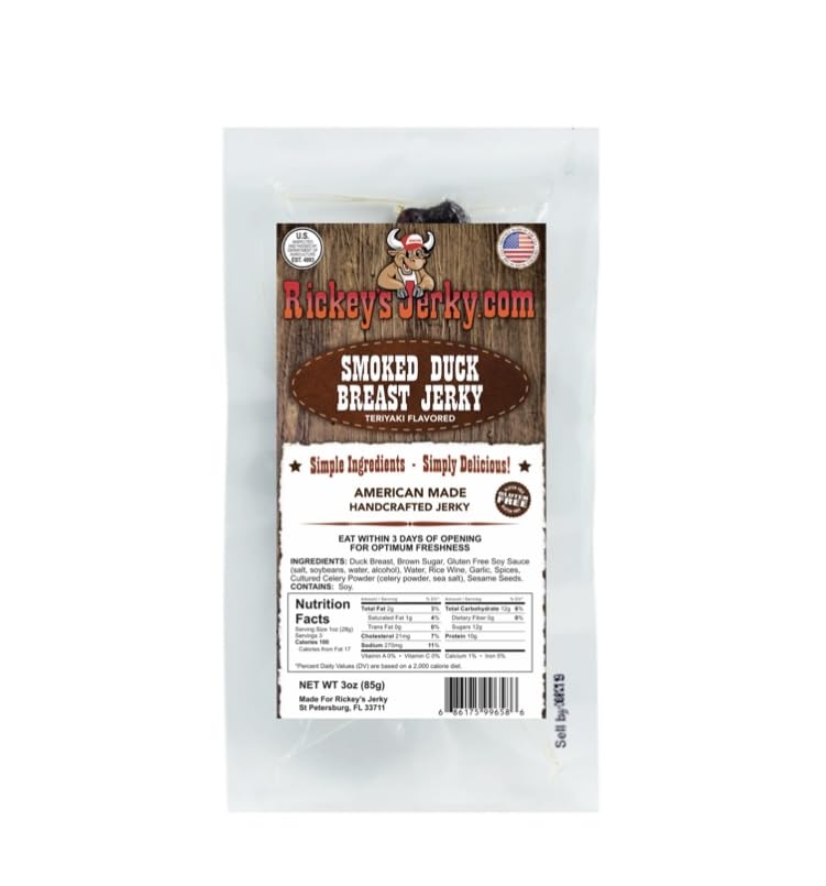 Rickey's Jerky, Elk, 100% Made From Solid Strips of Exotic Wild Game Jerky, All Natural Meat, High Protein snack, Keto Friendly, Gluten Free, Simple Ingredients, Perfect for Father's Day or that hard to buy for man. (Elk)
