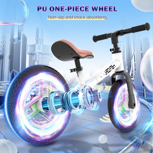 Wetify Colorful Lighting Balance Bike 2 Year Old, 2-5 Year Old Toddler Balance Bike, No Pedal Bikes With Adjustable Handlebar & Seat thumb #3