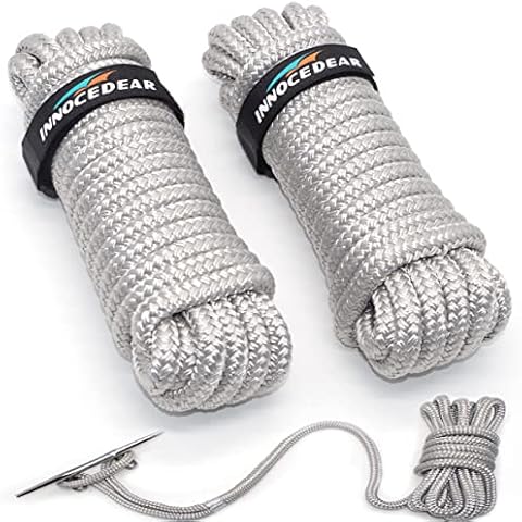 INNOCEDEAR 2 Pack Premium Navy Blue Dock Lines - 15' / 25'/35' with Eyelet.Double Braided Nylon Dock Line/Mooring Lines.Hi-Performance Marine Boats Ropes (1/2" x25') Cover