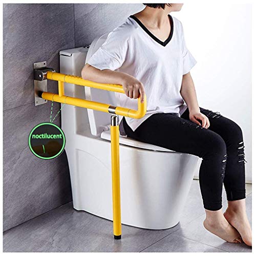 handrail Grab Rails,Foldable Bathroom Safety Grab Bar Rail Skid Resistance Toilet Handrail, Disabled Toilet Safety Armrest Grab Rail, Bathroom Handrails for The Old Man Handicapped with Leg/Yellow/60