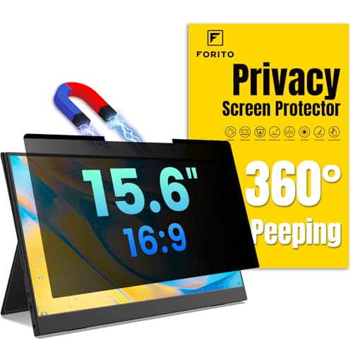 F FORITO Magnetic Laptop Privacy Screen 15.6 inch 16:9 360 Anti Peeping Removable Anti Glare Blue Light Filter Compatible with All 15.6 16:9 Laptops Portable Monitors