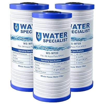 Waterspecialist AP810 Whole House Water Filter, Replacement for 3M Aqua-Pure AP810, AP801, AP811, Whirlpool WHKF-GD25BB, WHKF-DWHBB, 5 Micron, 10" x 4.5", Well & Tap Water Filter, Pack of 3