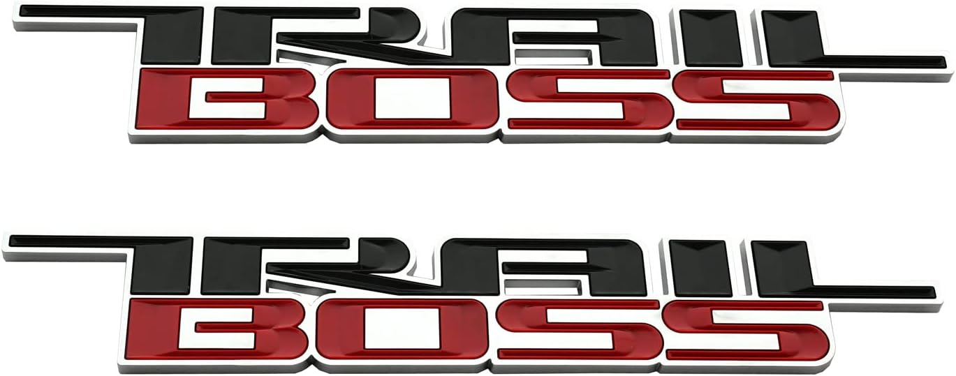 SSDD CH-Trail 2pcs 2019-2021 Trail Boss Emblems 3D Badge Side Nameplate Decal Replacement for Chevy Silverado 1500 HD 2500 HD (Black/Red)
