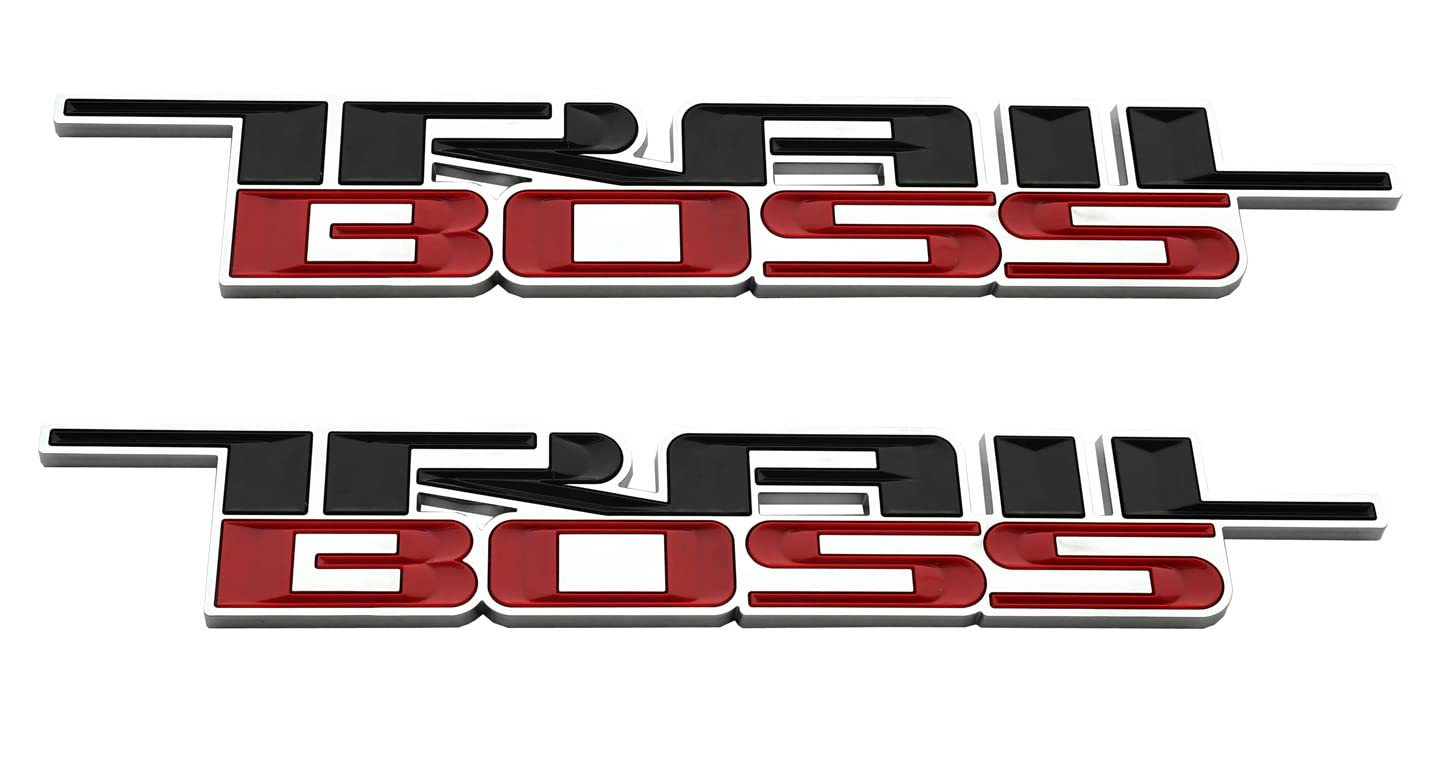 SSDD CH-Trail 2pcs 2019-2021 Trail Boss Emblems 3D Badge Side Nameplate Decal Replacement for Chevy Silverado 1500 HD 2500 HD (Black/Red)