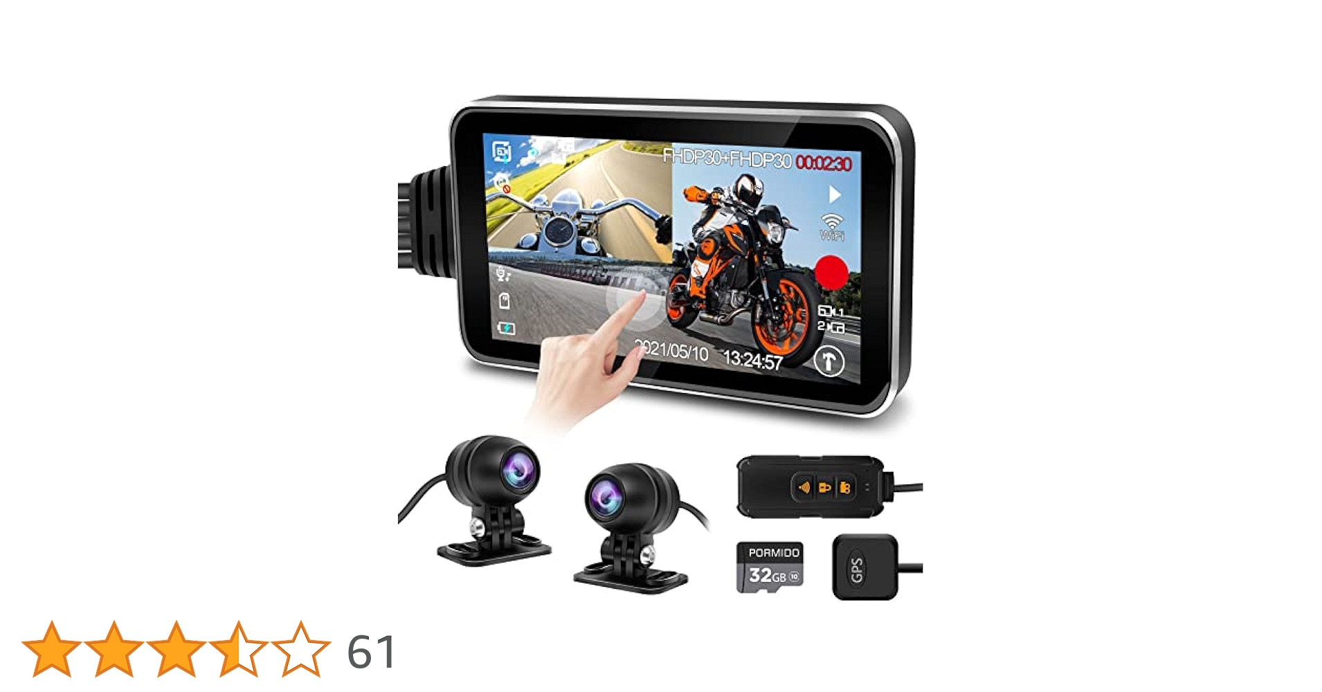 Amazon.co.jp: PORMIDO バイクドライブレコーダー 前後カメラ