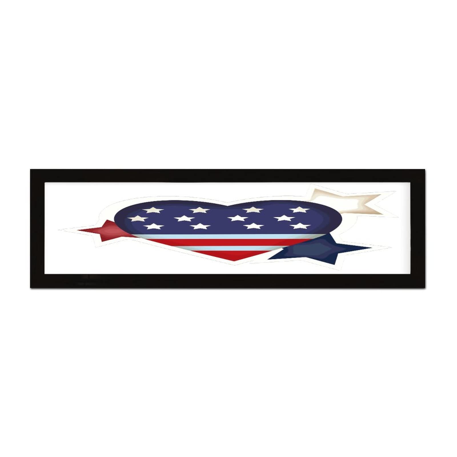 Plaque murale en bois 4th of July cadre cœur bleu 15x50