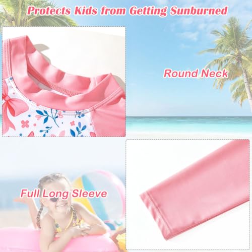 Image of TUONROAD Girls 2 Pieces Rash Guard Swimsuit Long Sleeve Tankini for 4-10 Years