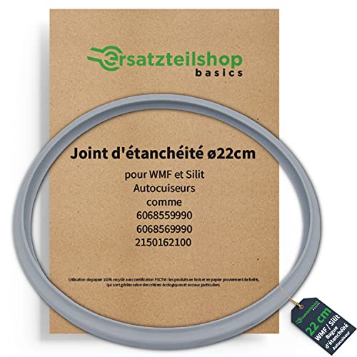 ersatzteilshop basics Joint d'étanchéité 22 cm pour autocuiseur Silit et autocuiseur WMF 3 l, 4,5 l, 6,5 l, 8,5 l, anneau en silicone Cover
